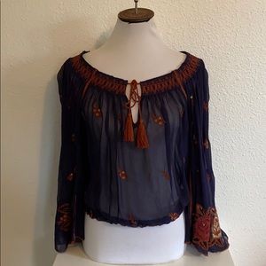 Flawless free people bell sleeve peasant top